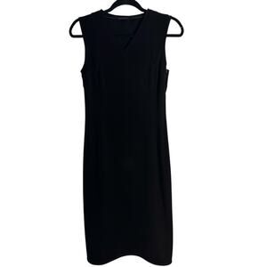 Narciso Rodriguez Black Wool-Cotton Sleeveless Sheath Dress Made in Italy, Sz 4